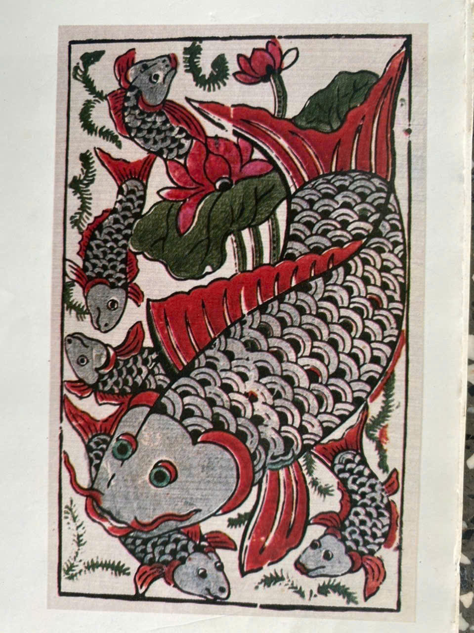 Tranh Đông Hồ - Lý Ngư Vọng Nguyệt